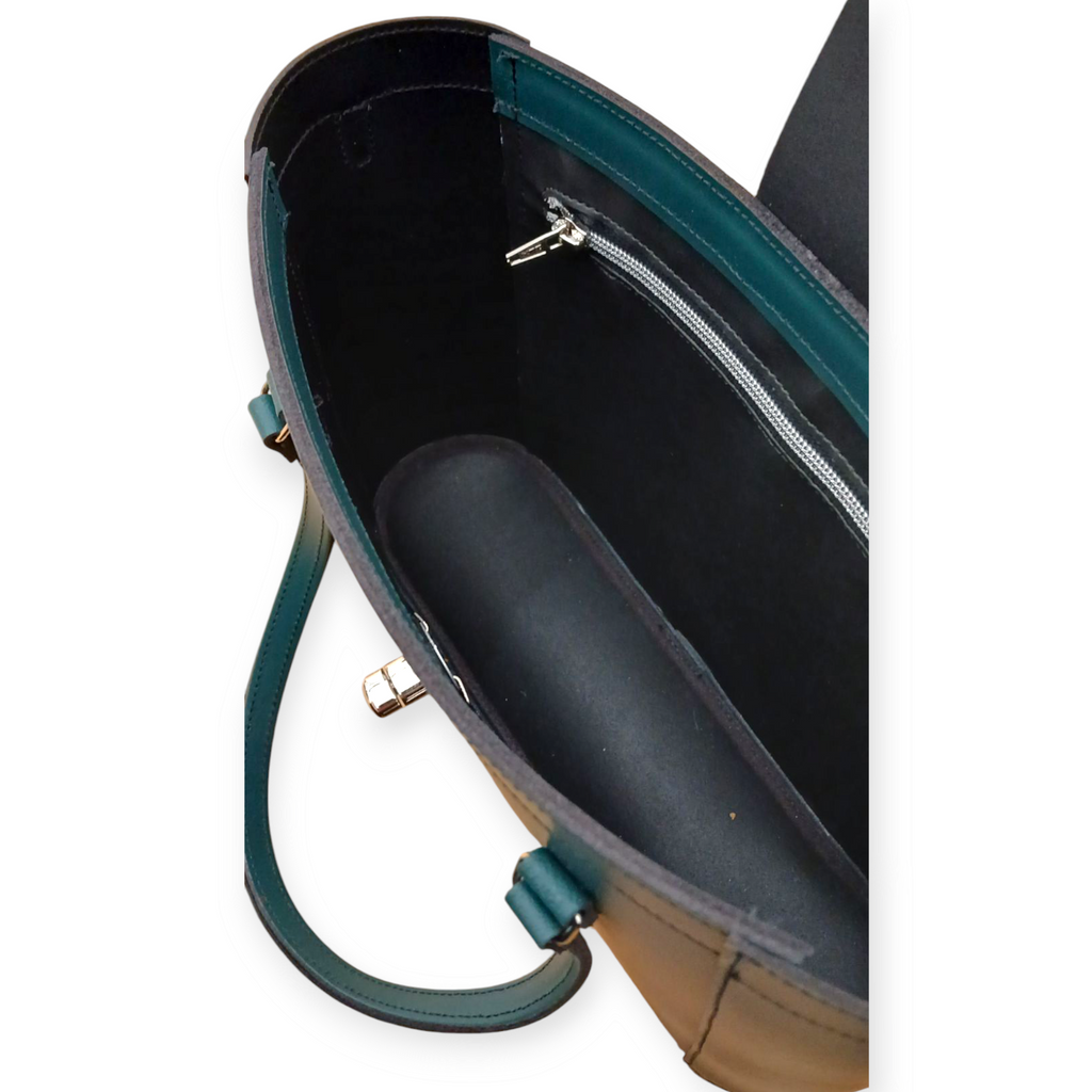 Zatchels Pine leather mini shopper bag back view