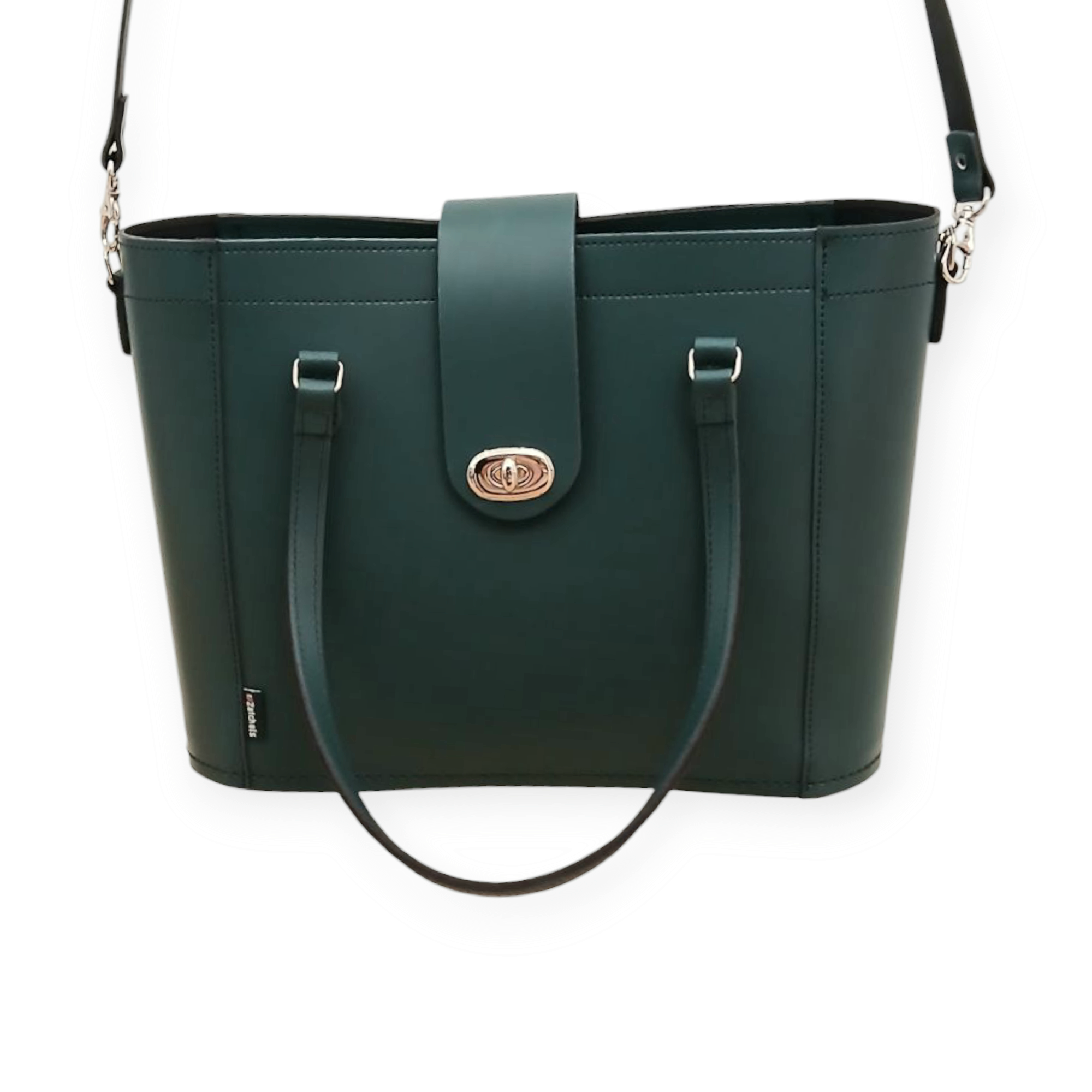 Zatchels Pine mini twist lock shopper bag side view