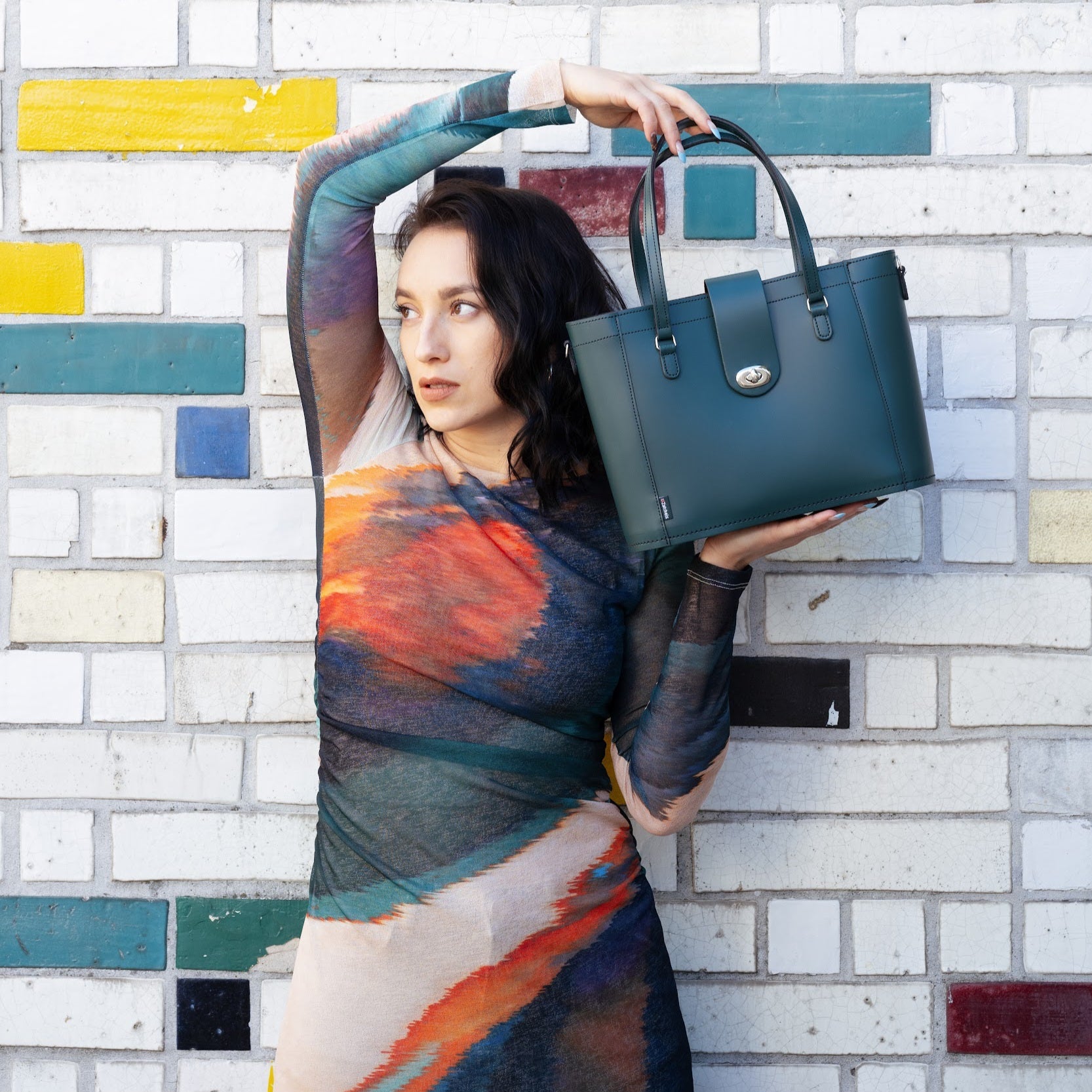 Zatchels Pine mini shopper bag model view
