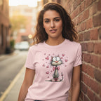 Cat with Pink Bow Tie and Shoes T-Shirt - Valentine's Day Charm & Style by StayClothed.com