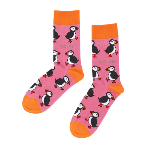 Bare Kind Save the Pink Puffin Bamboo Socks