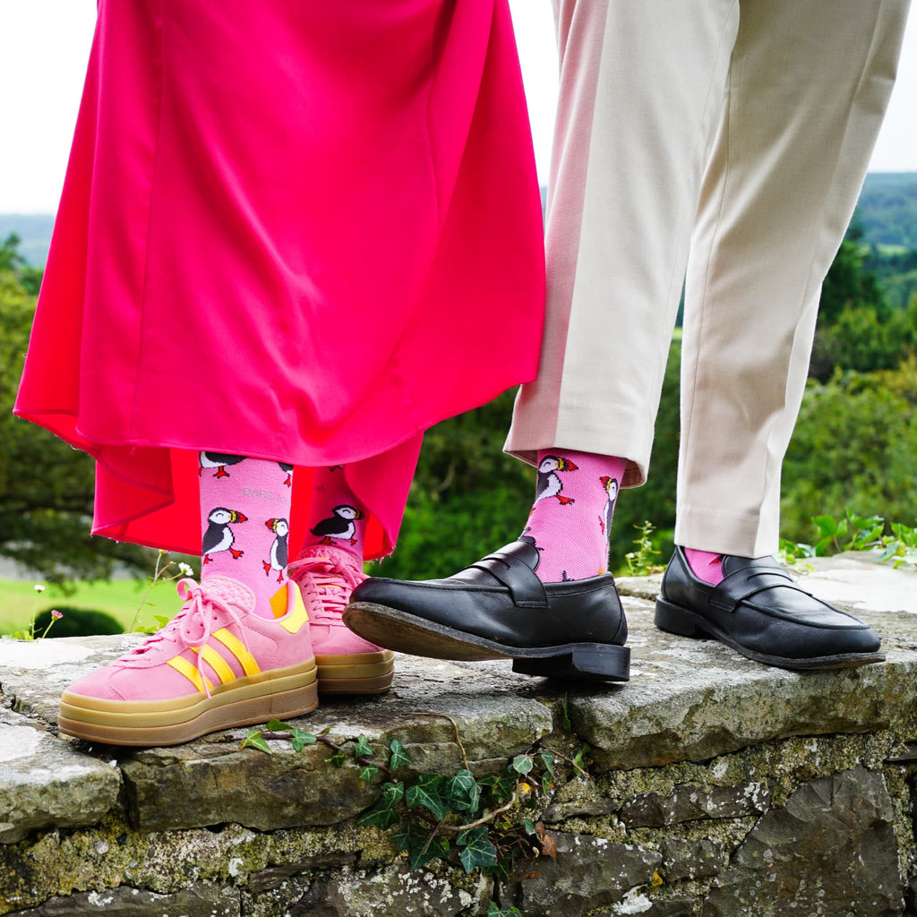 Bare Kind Save the Pink Puffin Bamboo Socks