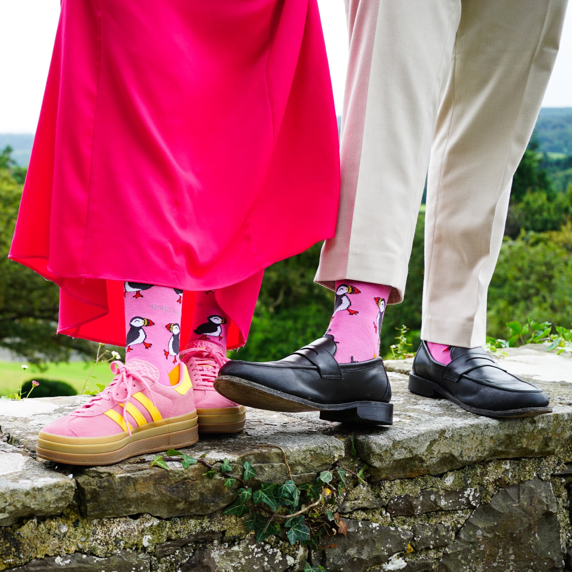 Bare Kind Save the Pink Puffin Bamboo Socks