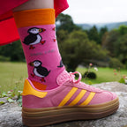Bare Kind Save the Pink Puffin Bamboo Socks