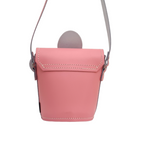 Zatchels Pastel Pink Daisy leather barrel bag back view