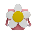 Zatchels Pastel Pink Daisy Handmade Leather Barrel Bag front view