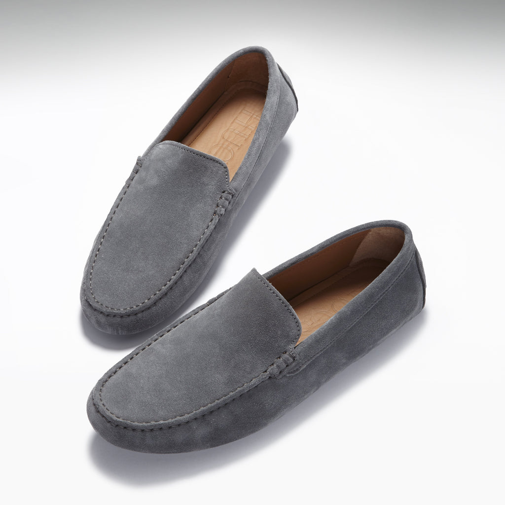 Hugs & Co Mens Driving Loafers Slate Grey Suede
