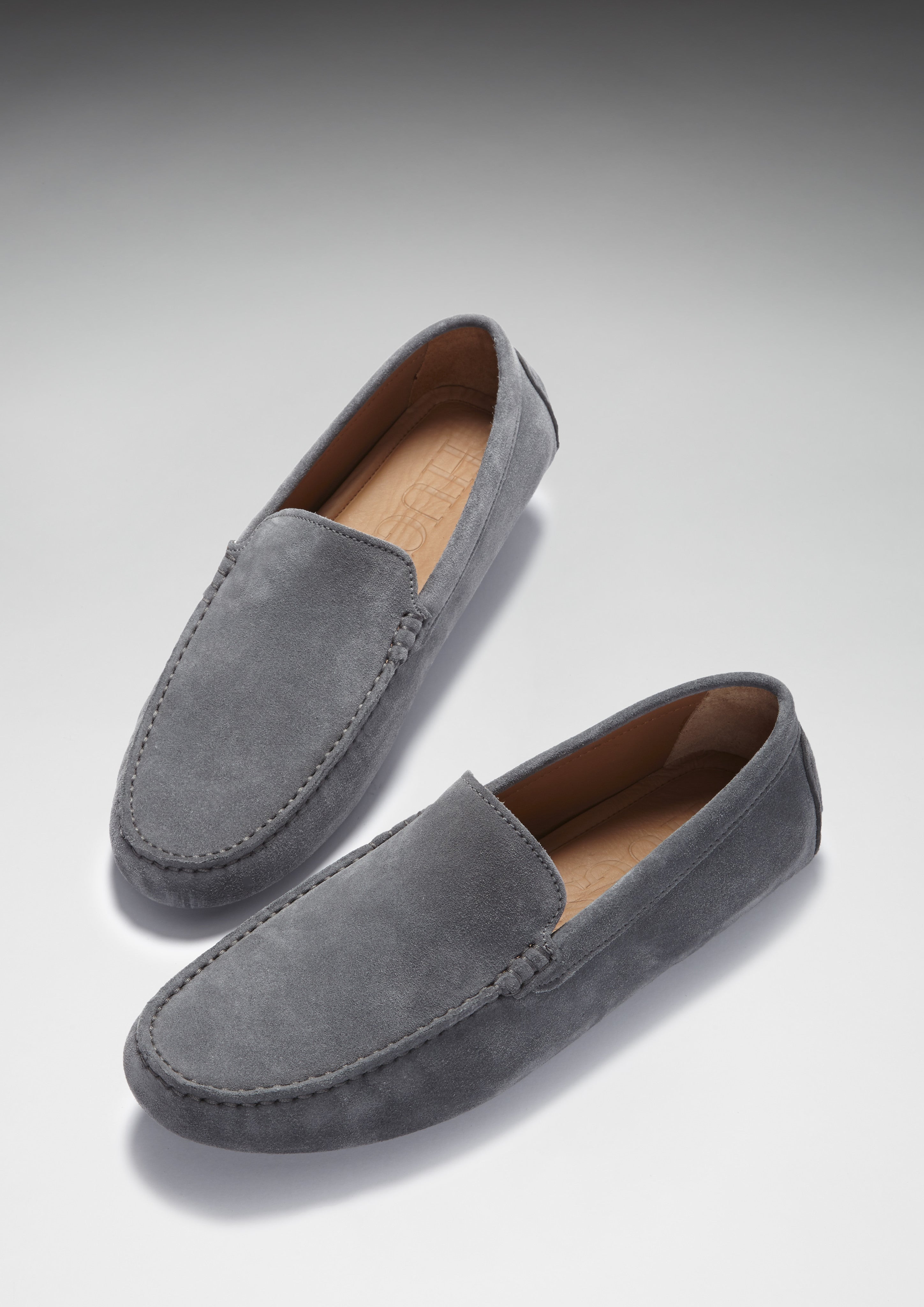 Hugs & Co Mens Driving Loafers Slate Grey Suede