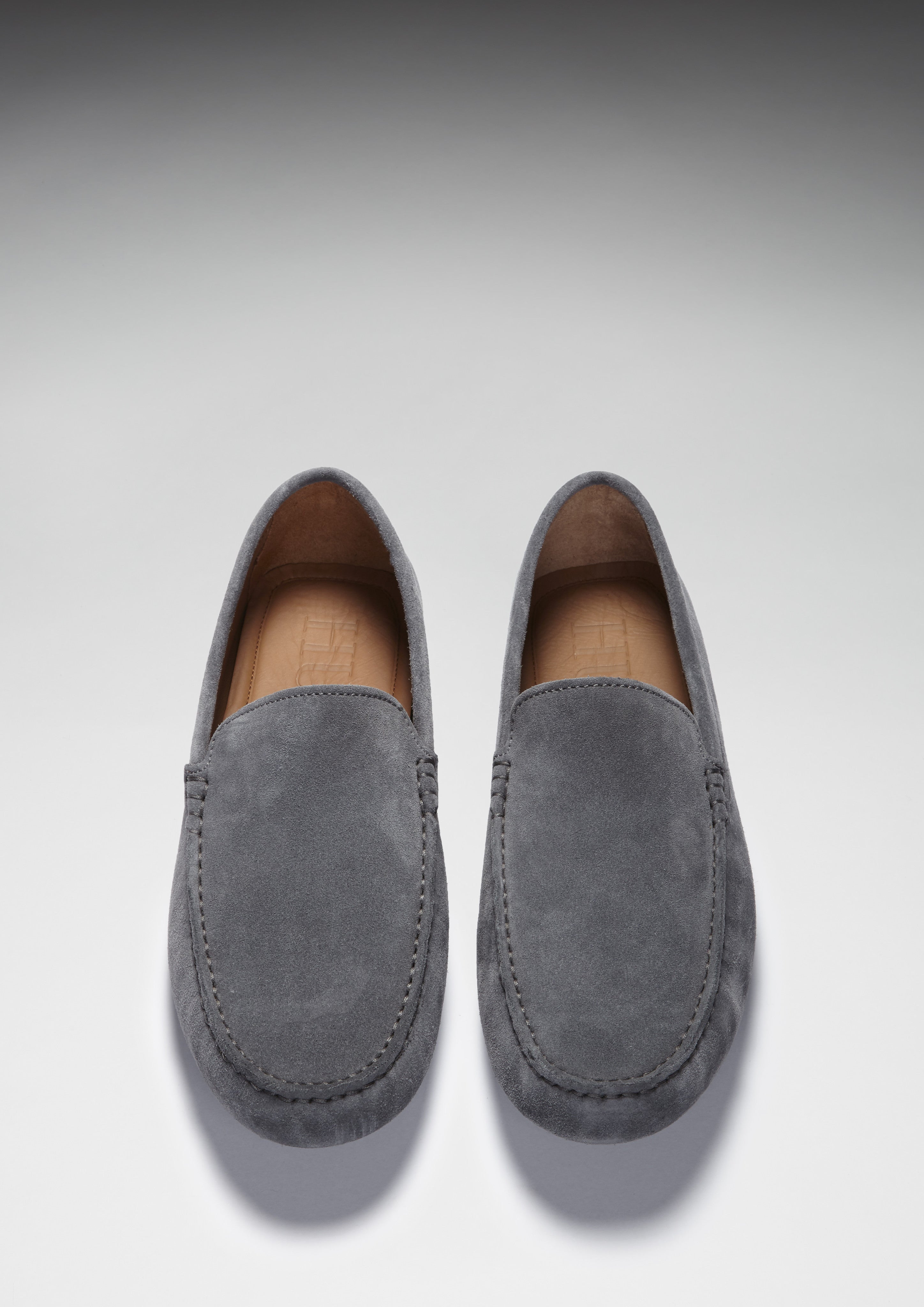 Hugs & Co Mens Driving Loafers Slate Grey Suede