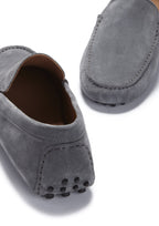 Hugs & Co Mens Driving Loafers Slate Grey Suede