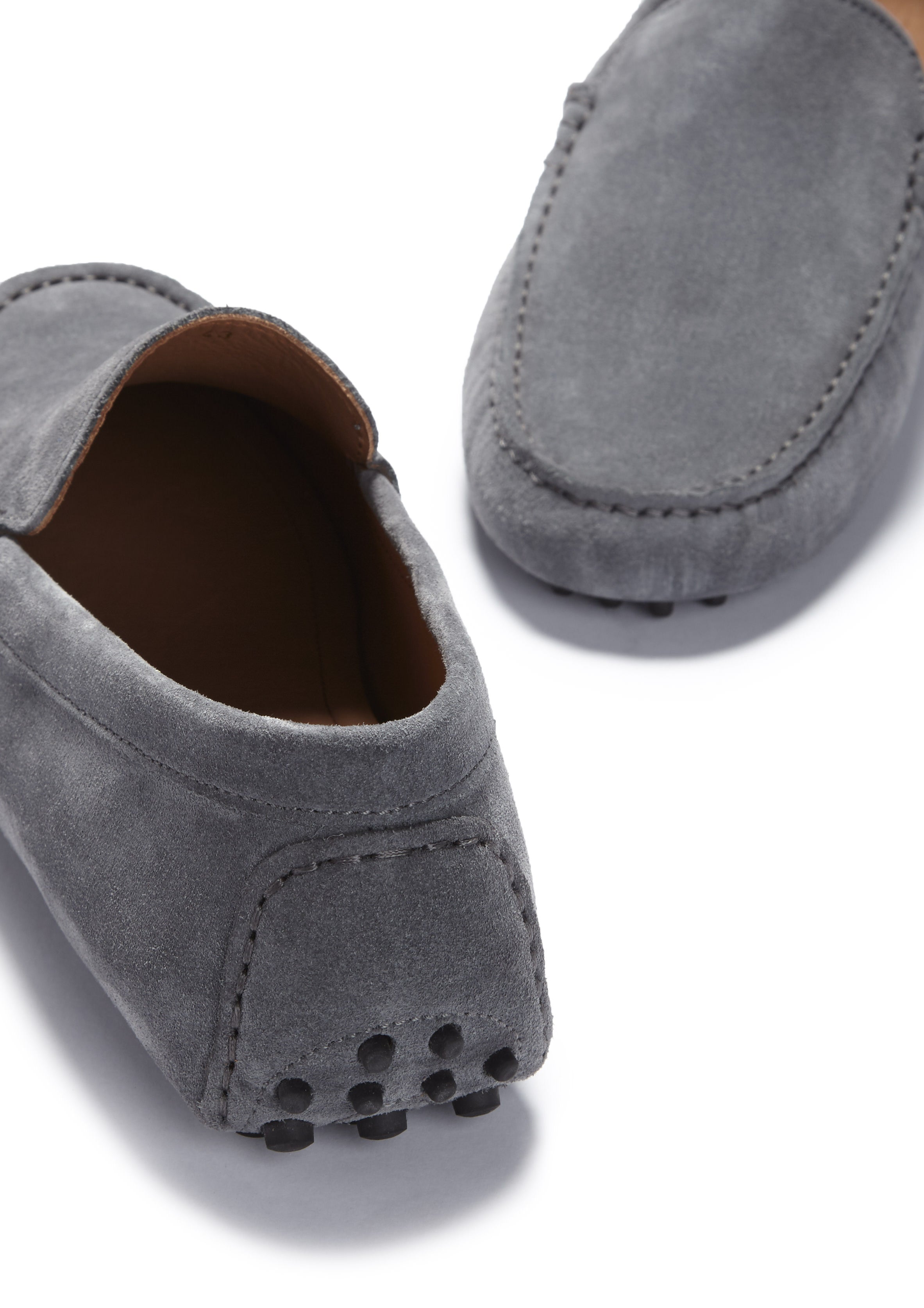 Hugs & Co Mens Driving Loafers Slate Grey Suede