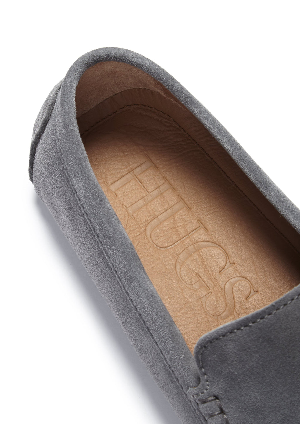 Hugs & Co Mens Driving Loafers Slate Grey Suede