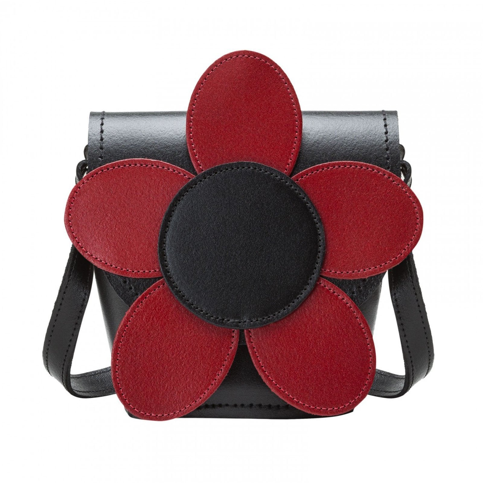Zatchels Poppy Red Handmade Leather Barrel Bag front view