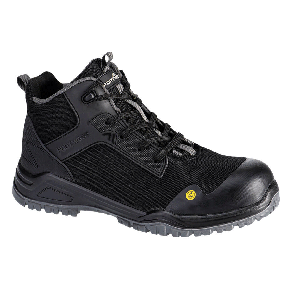 Portwest FE01 FX2 Bevel Composite Mid Safety Boots S3S ESD SR FO Black/Grey / Black/Teal