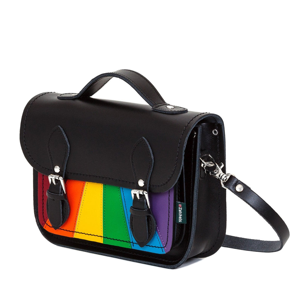 Zatchels Pride Rainbow leather midi satchel side view