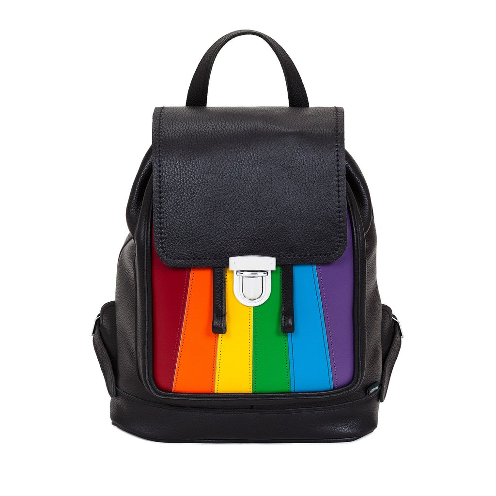 Zatchels Pride Rainbow Handmade Leather Backpack front view
