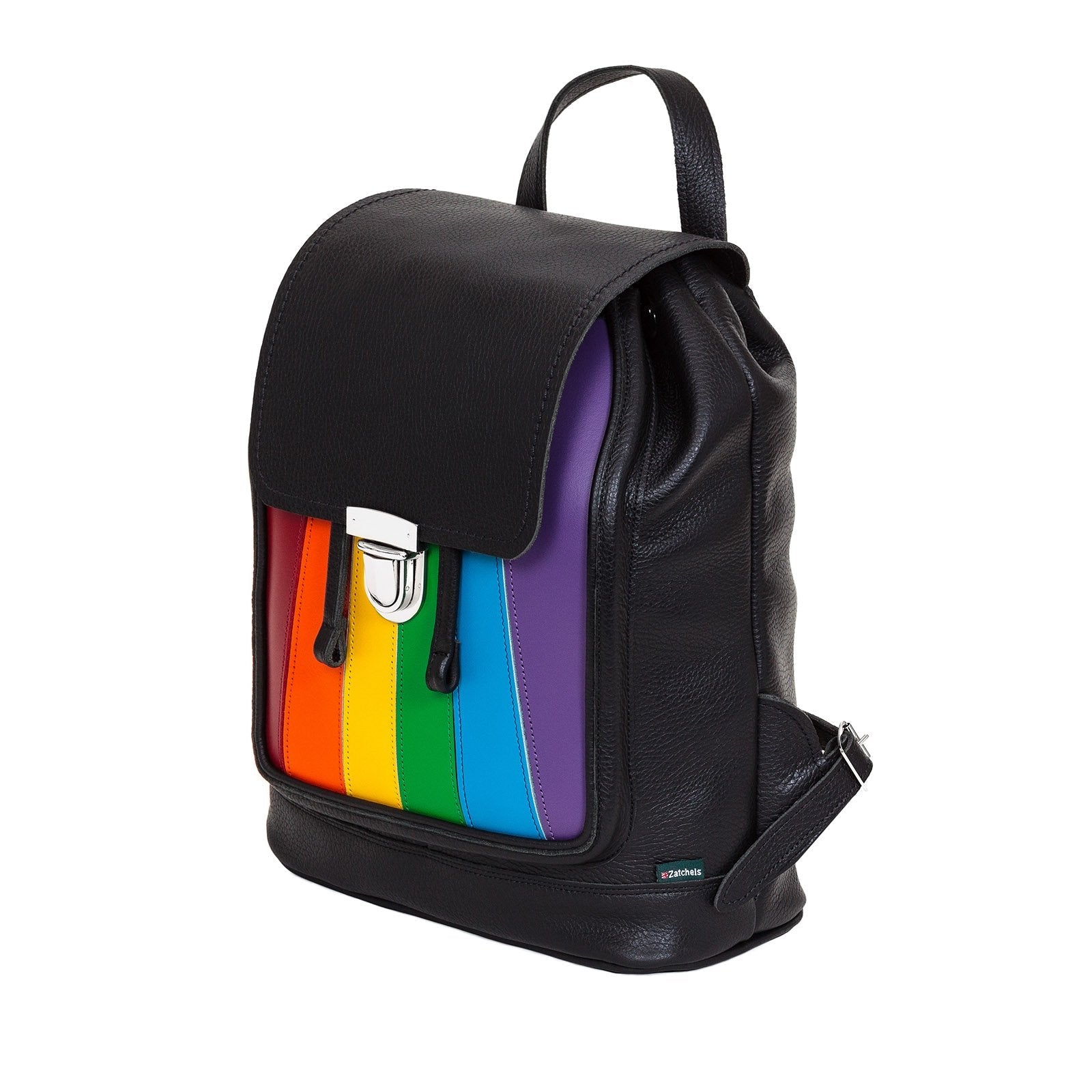 Zatchels Pride Rainbow leather backpack side view