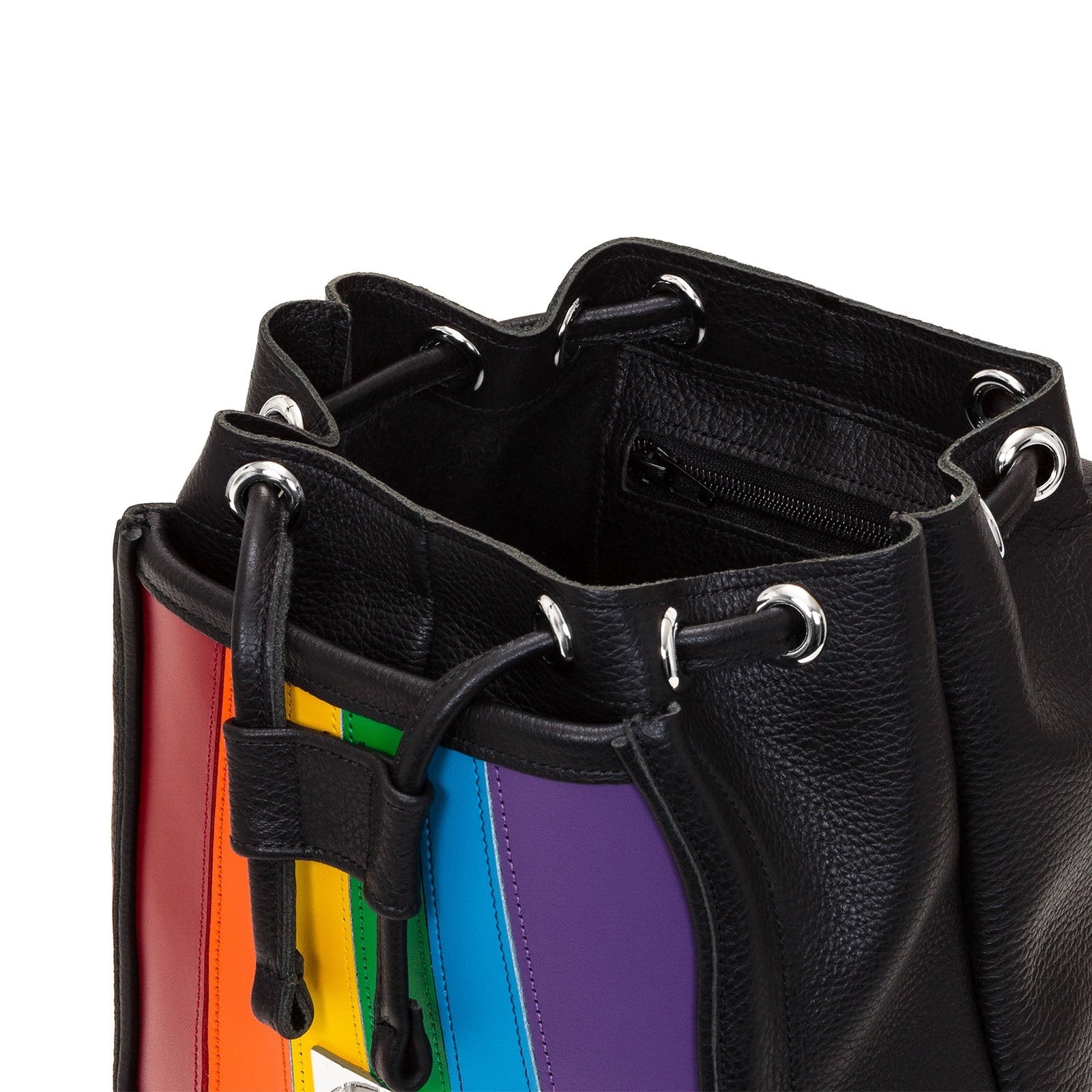Zatchels Pride Rainbow backpack open view