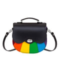 Zatchels Pride Rainbow Twist Lock Leather Saddle Bag front view
