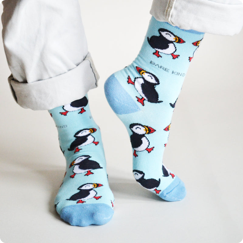 Bare Kind The Blue Puffin 2 Pack Bamboo Sock Set