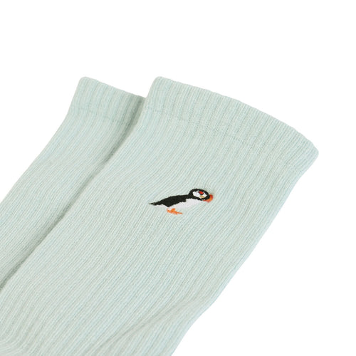 Bare Kind Save the Puffin Ribbed Bamboo Socks
