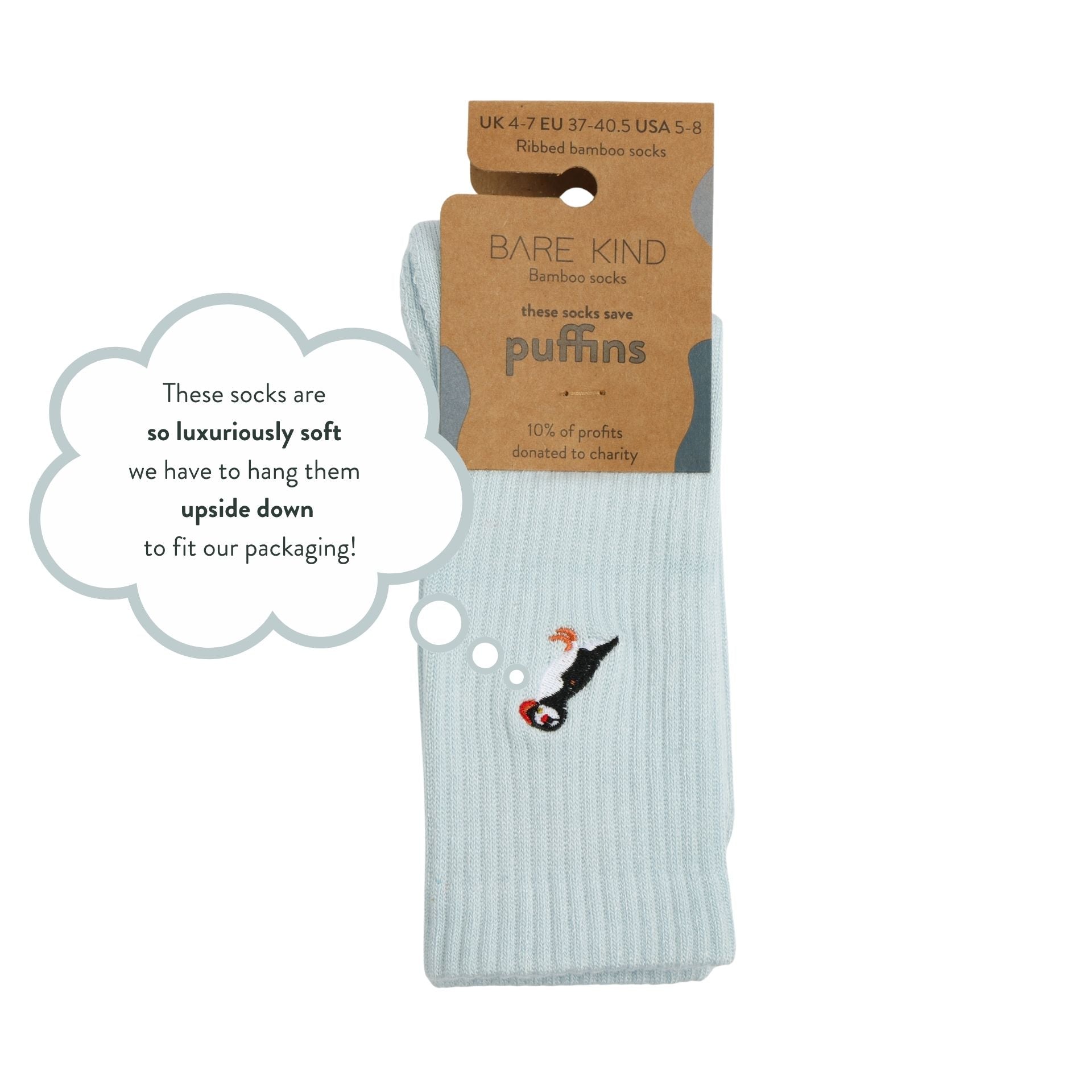 Bare Kind Save the Puffin Ribbed Bamboo Socks
