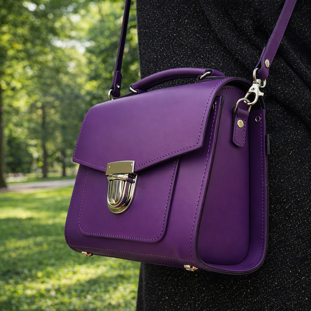 Zatchels Purple Sugarcube handbag model view