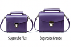 Zatchels Purple Sugarcube handbag size guide view