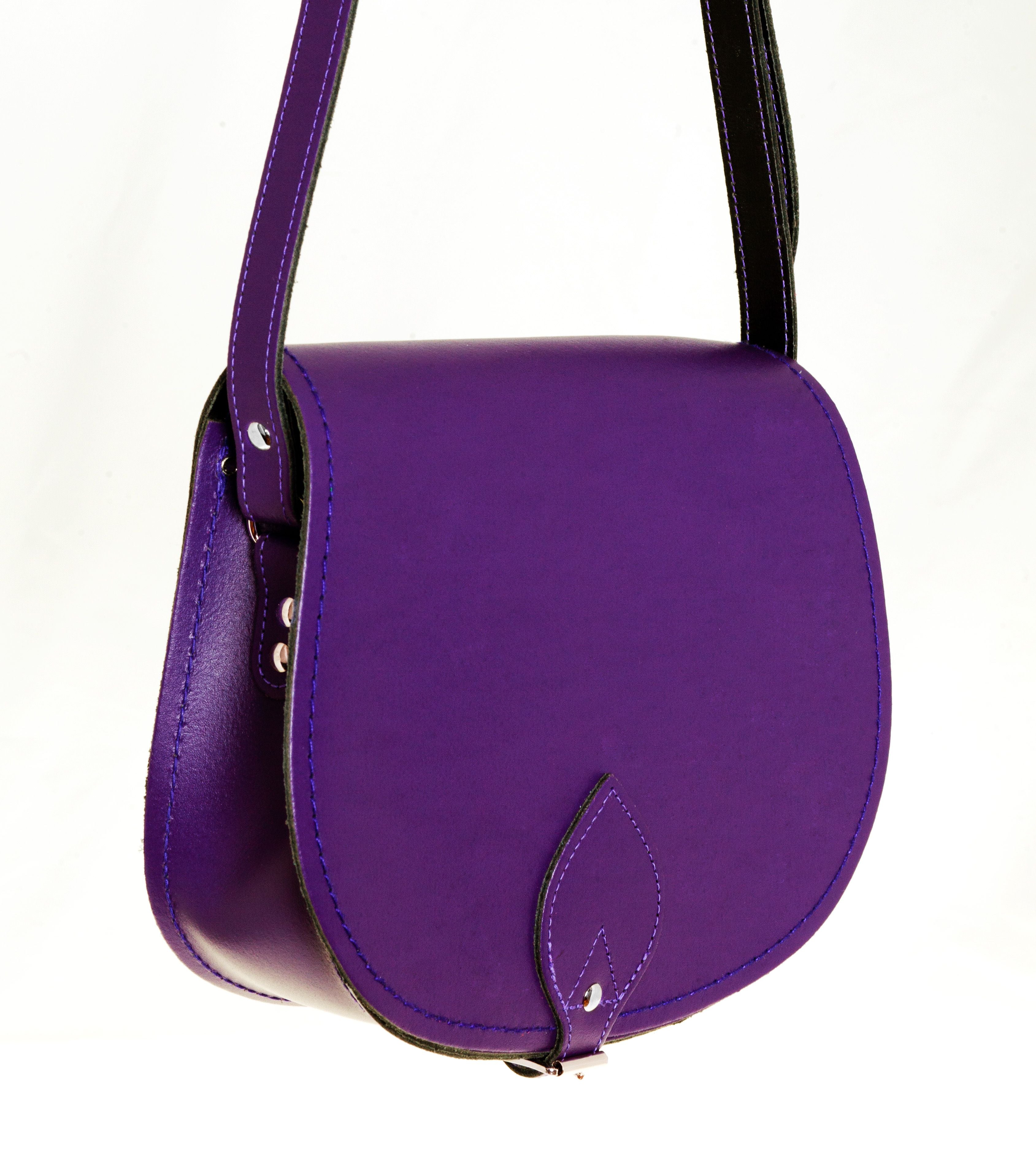 Zatchels Purple Handmade Leather Saddle Bag