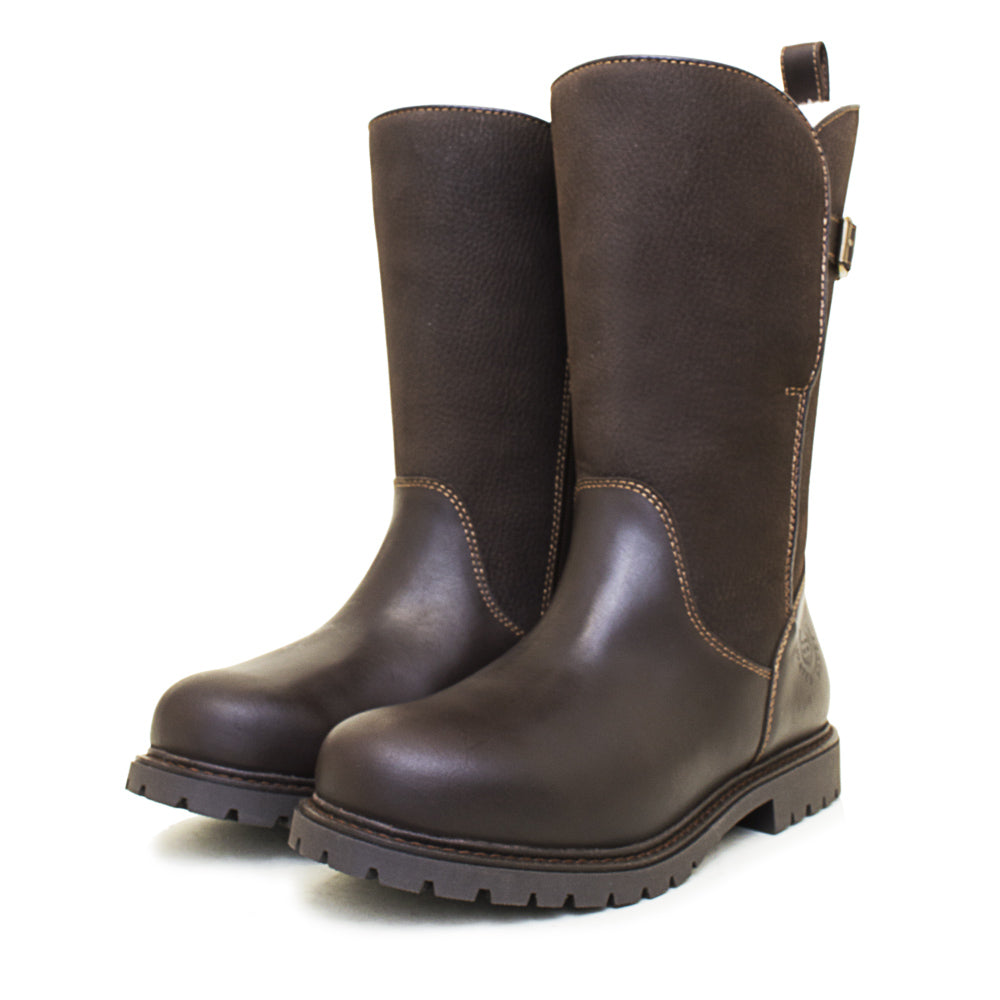 Bareback Footwear Quebec Waterproof Zip Up Wool Lined Boots Brown