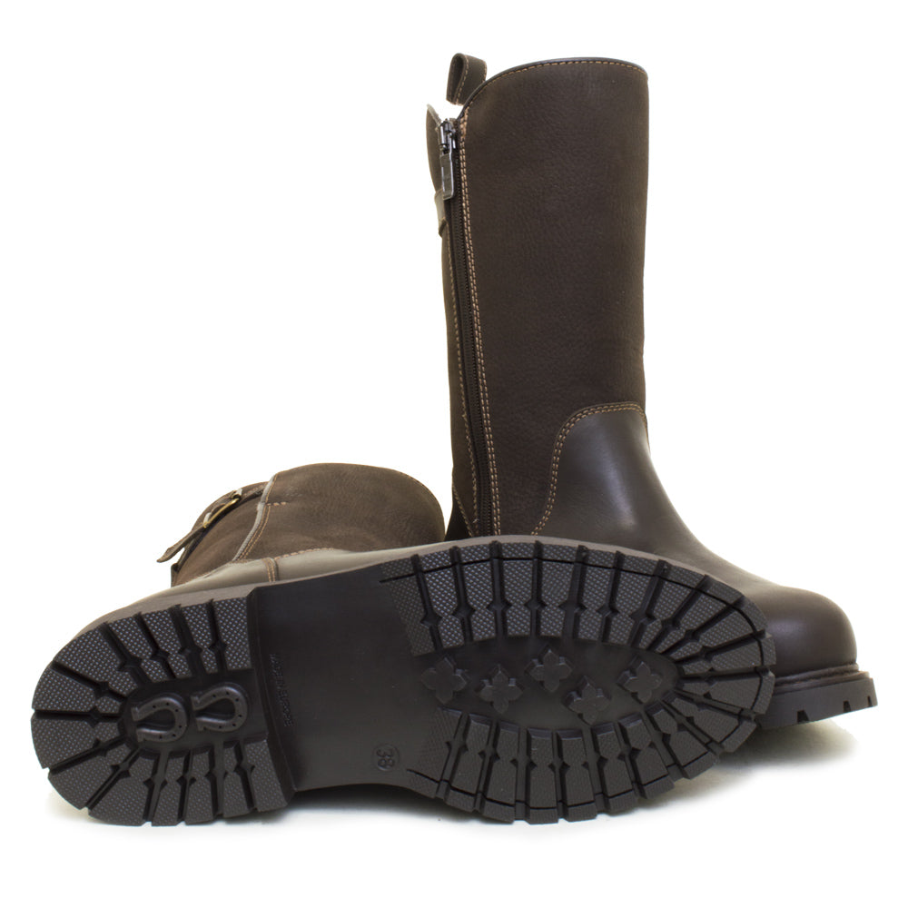 Bareback Footwear Quebec Waterproof Zip Up Wool Lined Boots Brown
