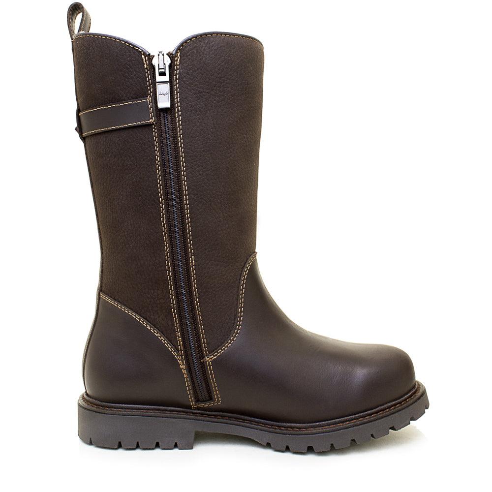 Bareback Footwear Quebec Waterproof Zip Up Mid Calf Boots Brown