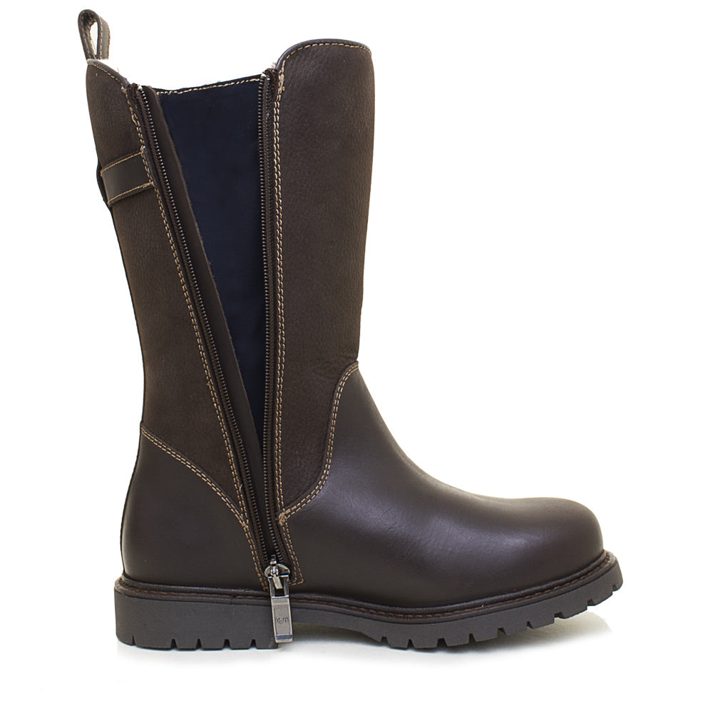 Bareback Footwear Quebec Waterproof Zip Up Mid Calf Boots Brown