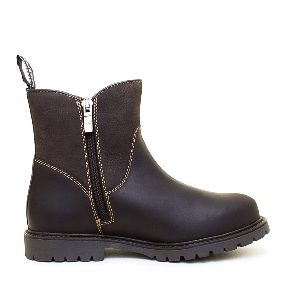 Bareback Footwear Quebec Waterproof Zip Up Ankle Boots Brown