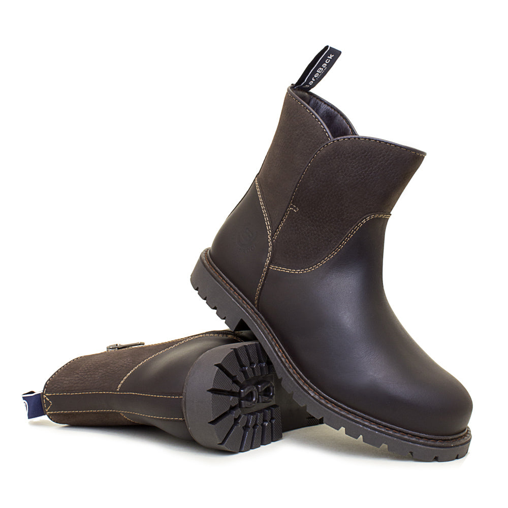 Bareback Footwear Quebec Waterproof Zip Up Ankle Boots Brown