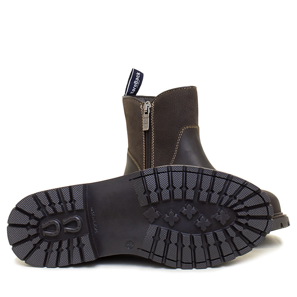 Bareback Footwear Quebec Waterproof Zip Up Ankle Boots Brown