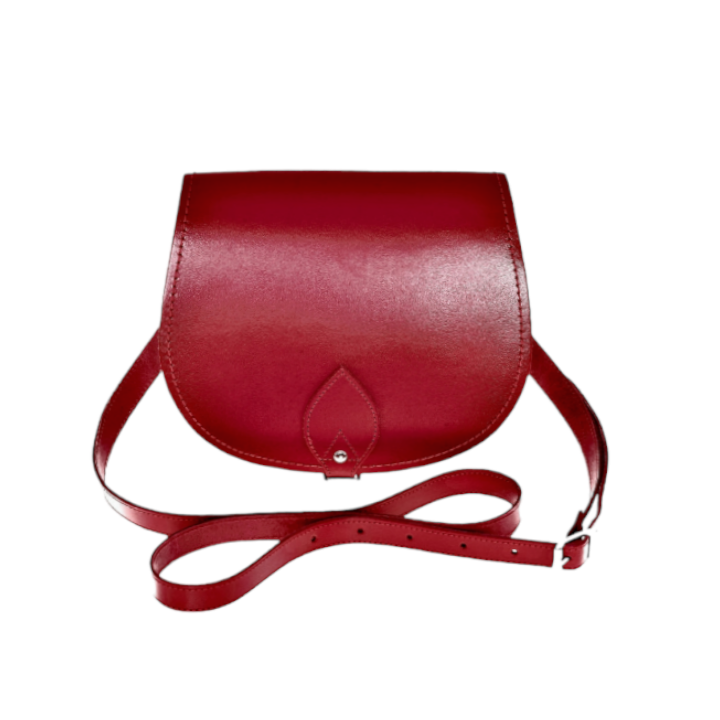 Zatchels Red Handmade Leather Saddle Bag front view
