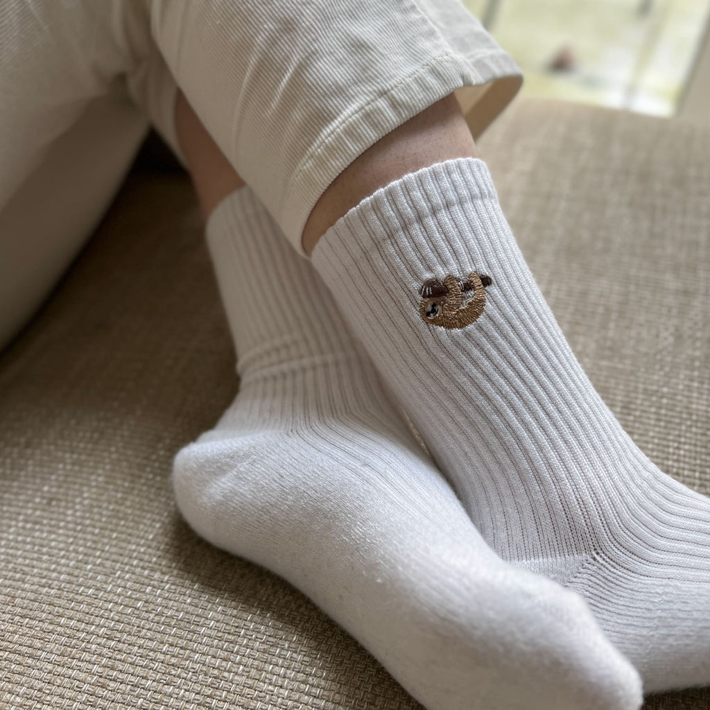Bare Kind Save the Sloths Ribbed Bamboo Socks