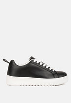 Leather Cushioned Lace Up Trainers