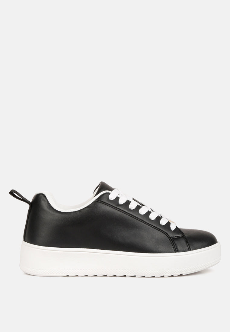 Leather Cushioned Lace Up Trainers