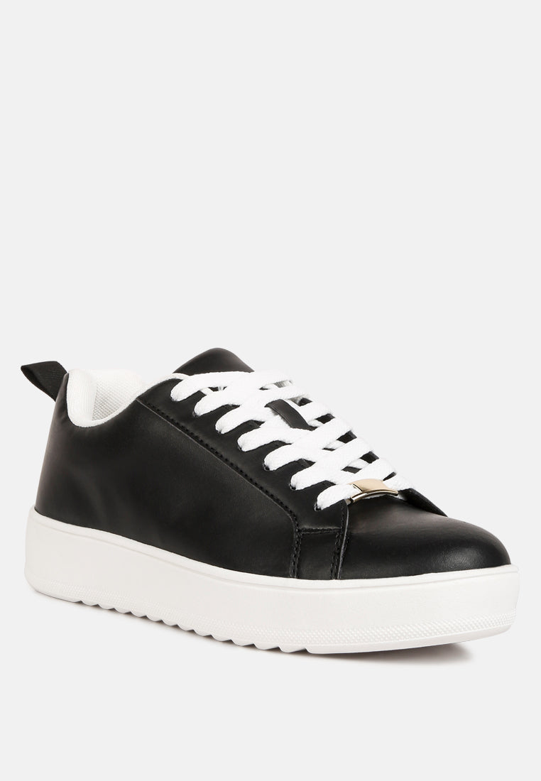 Leather Cushioned Lace Up Trainers