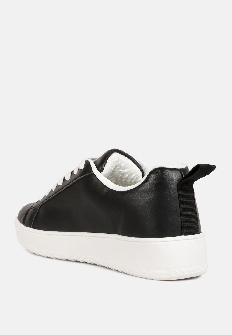 Leather Cushioned Lace Up Trainers