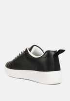 Leather Cushioned Lace Up Trainers
