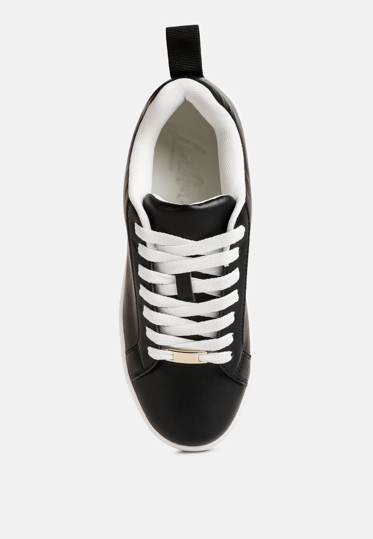 Leather Cushioned Lace Up Trainers