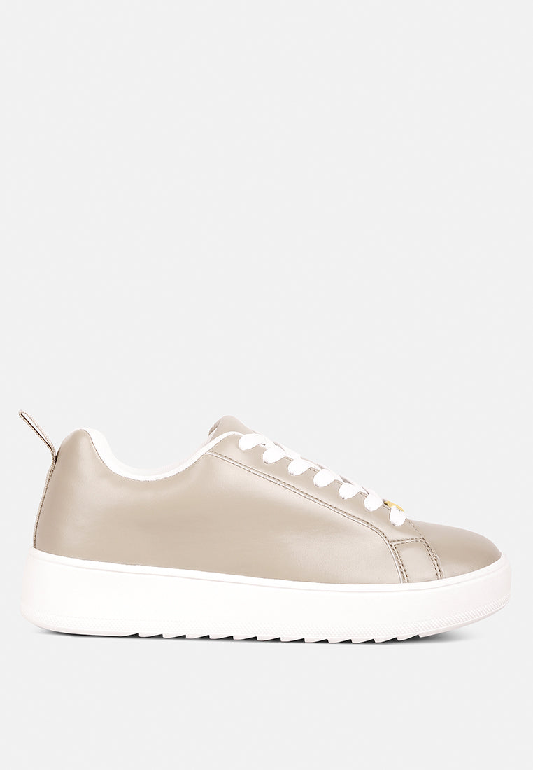 Leather Cushioned Lace Up Trainers