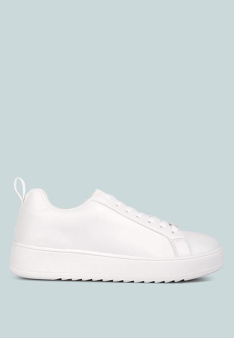Leather Cushioned Lace Up Trainers