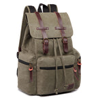 Unisex Leather Canvas Large Backpack Rucksack