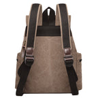 Unisex Leather Canvas Large Backpack Rucksack