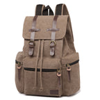 Unisex Leather Canvas Large Backpack Rucksack