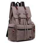 Unisex Leather Canvas Large Backpack Rucksack